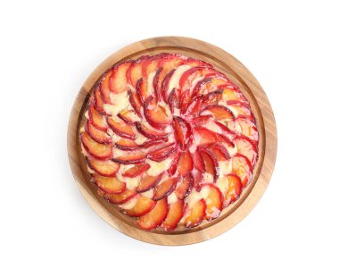 Beyaz erikli lezzetli pasta, üst manzara.