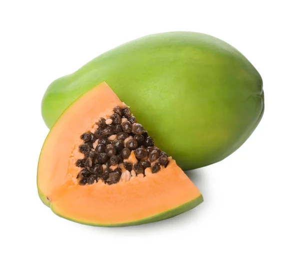 Färska Mogna Papaya Frukter Vit Bakgrund — Stockfoto