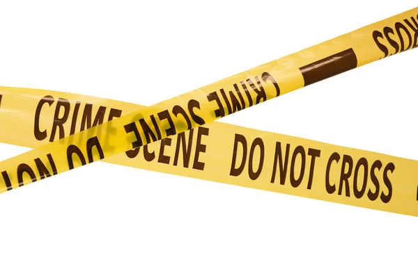 Yellow Crime Scene Tapes Isolated White — Stock Photo, Image