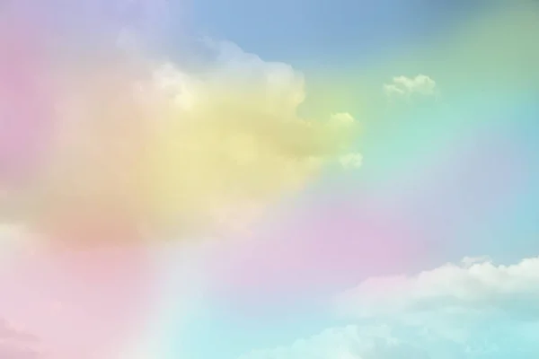 Fantázia Világ Festői Kilátás Gyönyörű Mágikus Bolyhos Felhők Tónusú Pasztell — Stock Fotó