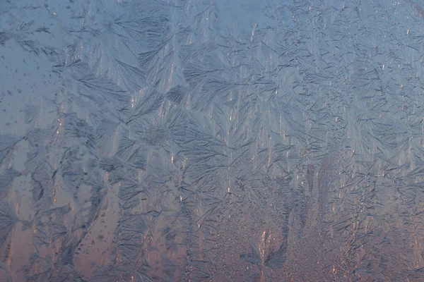 Mooi Ijzig Raam Als Achtergrond Close Winterochtend — Stockfoto