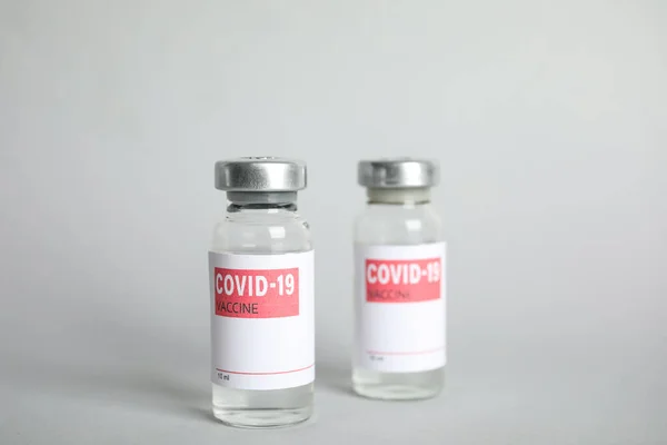 Vials Coronavirus Vaccine Light Background — Stock Photo, Image