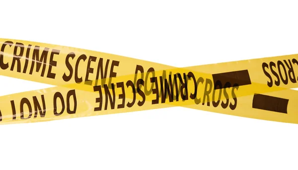 Yellow Crime Scene Tapes Isolated White — Stock Photo, Image