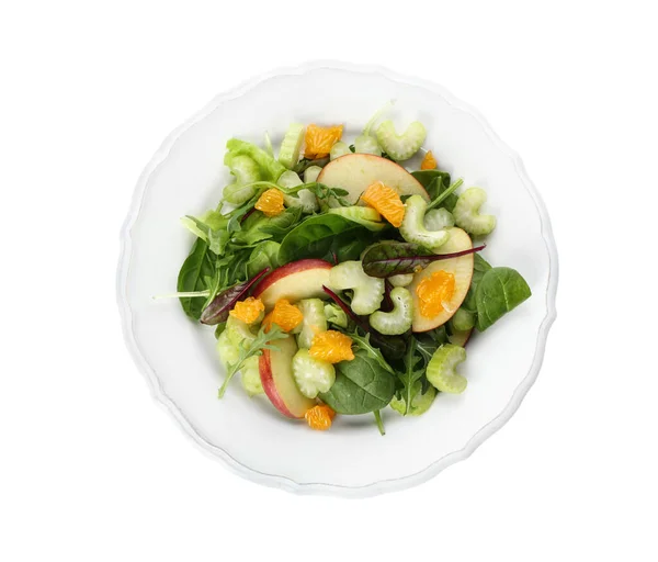 Lahodný Čerstvý Celerový Salát Izolovaný Bílém Pohled Shora — Stock fotografie