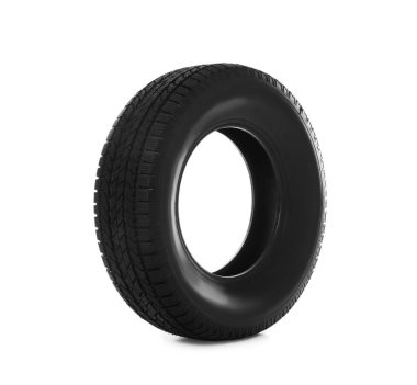 Yeni kış lastiği beyazda izole edilmiş. Araba bakımı