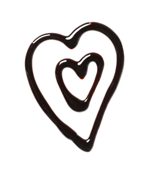 Corações Feitos Chocolate Escuro Fundo Branco Vista Superior — Fotografia de Stock