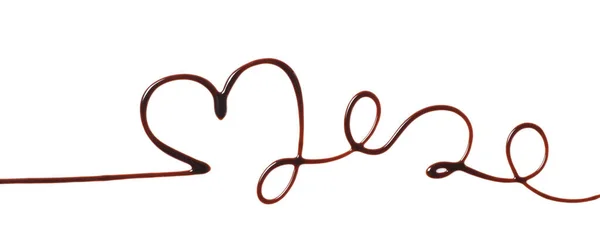 Beyaz Arka Planda Siyah Çikolatadan Yapılmış Kalp Üst Manzara — Stok fotoğraf