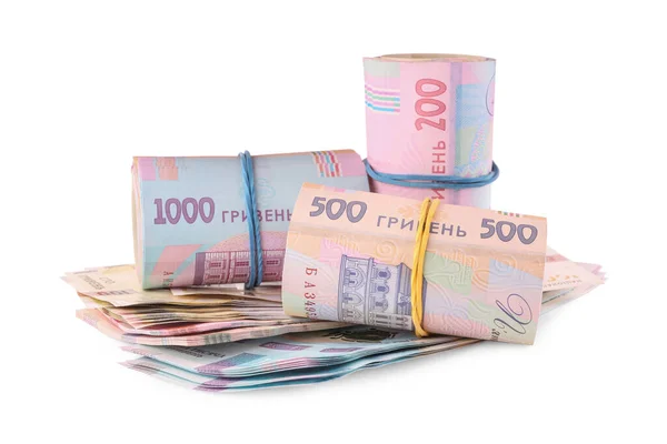 Dinheiro Ucraniano Fundo Branco Moeda Nacional — Fotografia de Stock