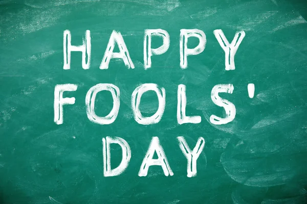 Tekst Happy Fool Day Groen Schoolbord — Stockfoto