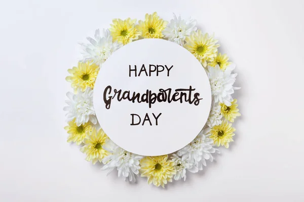 Card Phrase Happy Grandparents Day Beautiful Flowers White Background Flat - Stock-foto