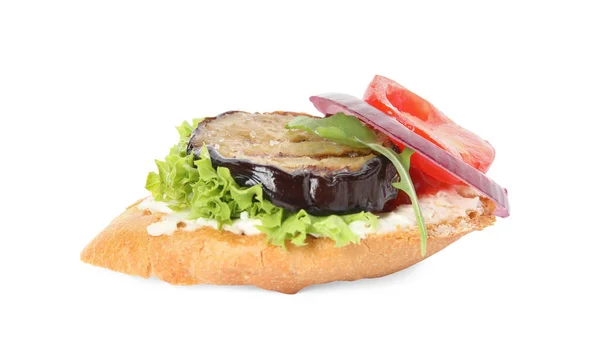 Delicious Fresh Eggplant Sandwich Isolated White — Stock Photo, Image