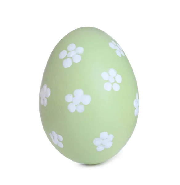 白に孤立した花模様の緑の卵を描いた ハッピーイースター — ストック写真
