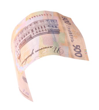 Beyaz arkaplanda 500 Ukrayna Hryvnia banknotu