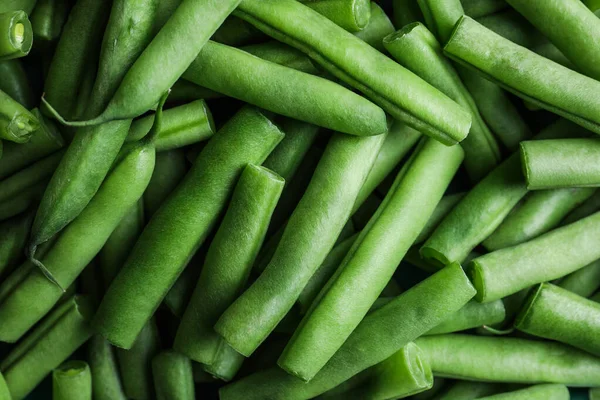 Fresh Green Beans Background Top View — Stock Photo, Image