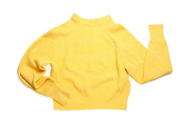 Maglione Lana Giallo Isolato Bianco Vista Dall Alto — Foto Stock