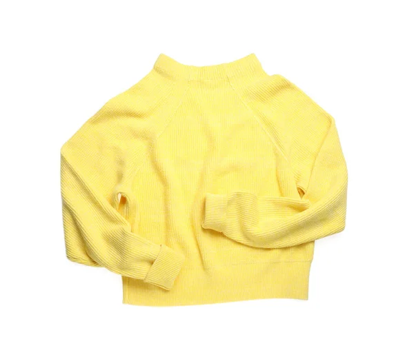 Maglione Lana Giallo Isolato Bianco Vista Dall Alto — Foto Stock