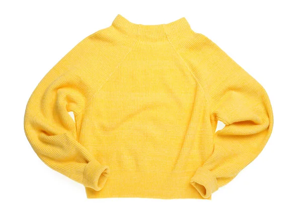 Maglione Lana Giallo Isolato Bianco Vista Dall Alto — Foto Stock