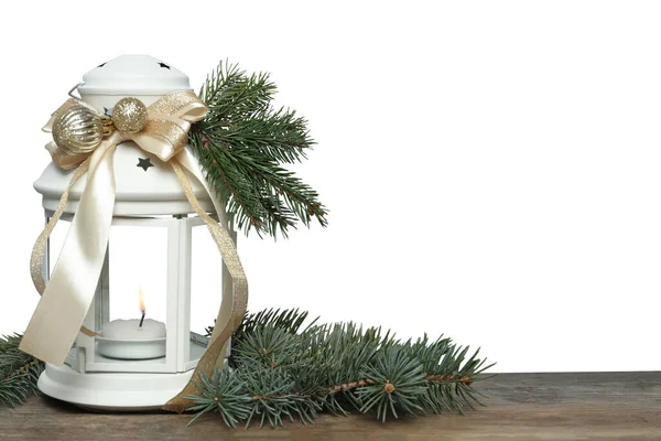 촛불과 전나무 가지를 태우고 텍스트를 공간이 크리스마스 — 스톡 사진