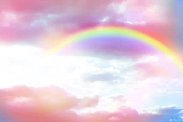 Céu Incrível Com Arco Íris Nuvens Fofas Tonificado Cores Unicórnio — Fotografia de Stock