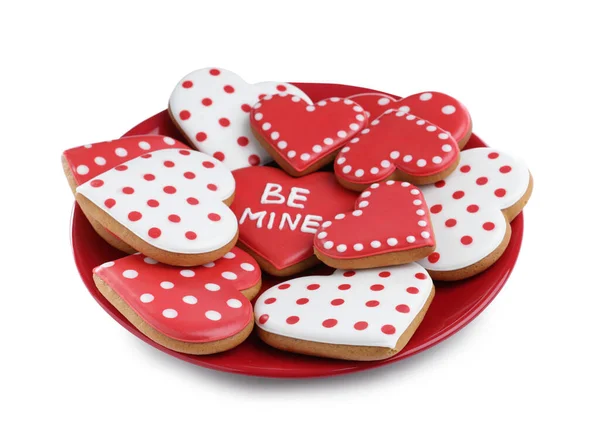 Deliciosas Galletas Forma Corazón Sobre Fondo Blanco Día San Valentín —  Fotos de Stock