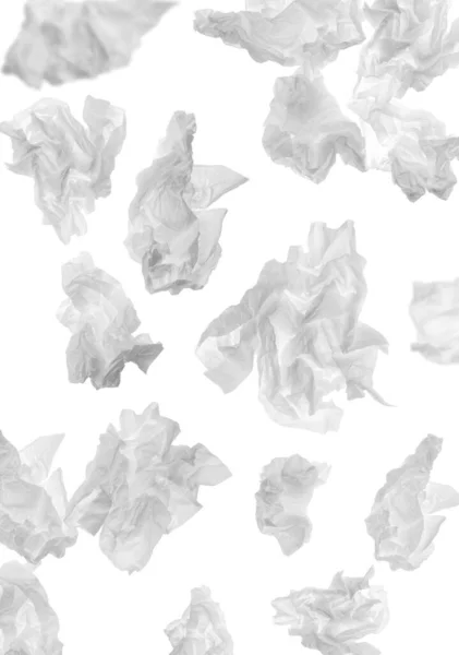 Set Used Crumpled Paper Tissues White Background — Stock Photo, Image