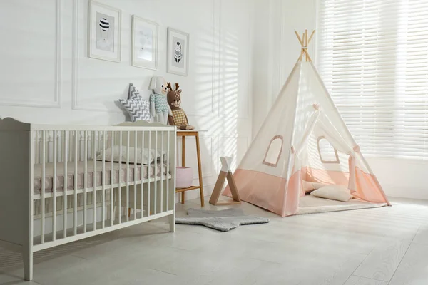 Comfortable Crib Play Tent Baby Room Interior Design — Stock Photo, Image