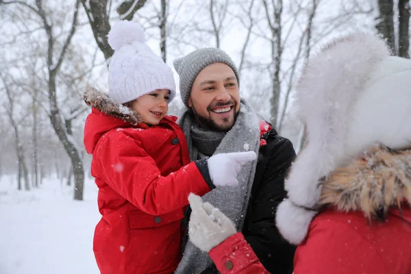 Família Passar Tempo Fora Dia Inverno Férias Natal — Fotografia de Stock