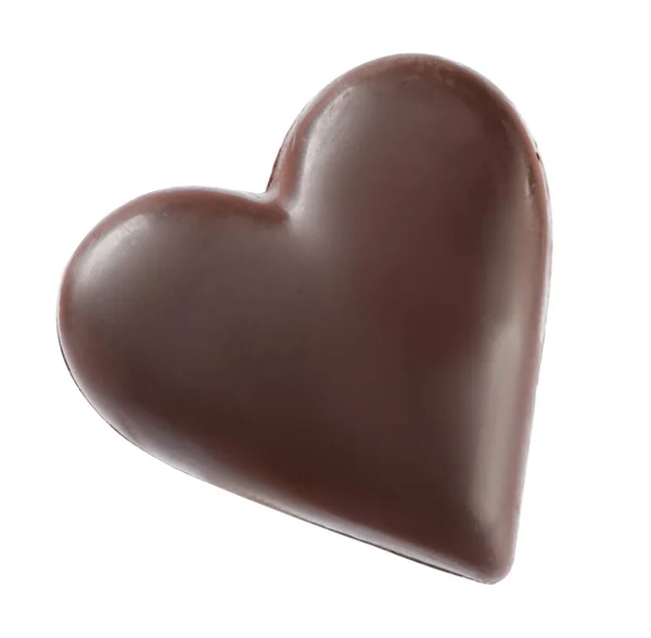 Bonito Coração Forma Chocolate Doce Isolado Branco — Fotografia de Stock