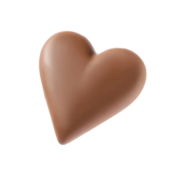 Bonito Coração Forma Chocolate Doce Isolado Branco — Fotografia de Stock