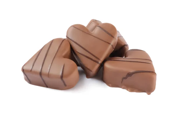 Coklat Indah Berbentuk Hati Latar Belakang Putih — Stok Foto