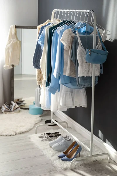 Dressing Room Interior Clothing Rack Indoors — Stok fotoğraf