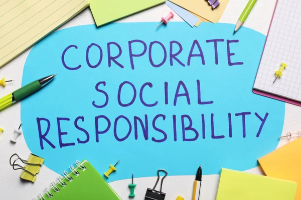 Papperstext Ballong Med Fras Corporate Social Responsibility Bland Kontorsmaterial Vitt — Stockfoto