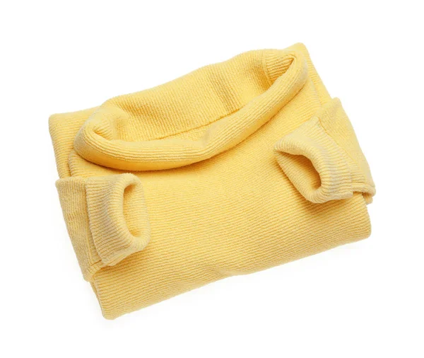 Žlutý Vlněný Svetr Izolovaný Bílém Teplé Oblečení — Stock fotografie