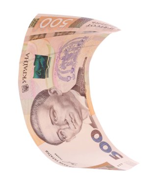 Beyaz arkaplanda 500 Ukrayna Hryvnia banknotu