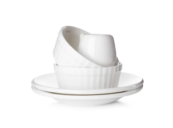 白い背景にセラミック食器のスタック — ストック写真