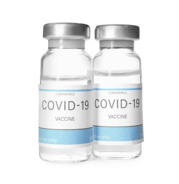 Vials Vaccine Coronavirus White Background — Stock Photo, Image