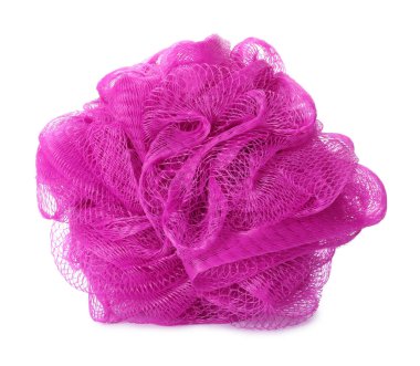 Yeni pembe duşlu puf beyazı izole etti