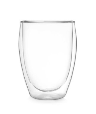 Beyaza izole edilmiş boş çift cam.