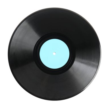 Siyah vinil plak beyaz üzerine izole edilmiş.