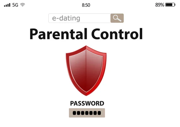 Parental control. Blocked screen of gadget for child safety, illustration