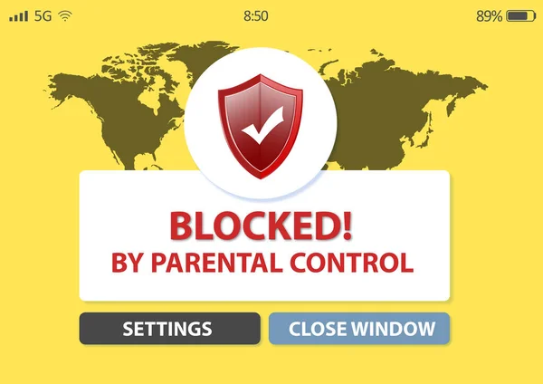 Parental control. Blocked screen of gadget for child safety, illustration