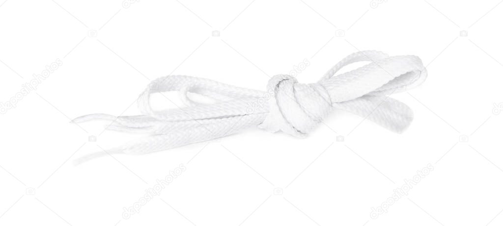 New shoe lace tied in knot isolated on white