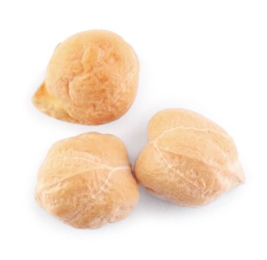 Beyaz arka planda lezzetli nohutlar, üst manzara. Doğal yiyecek.