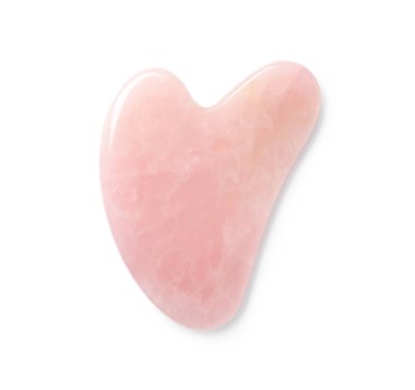 Beyaz arkaplan üzerinde gül kuvars sha aracı, üst görünüm