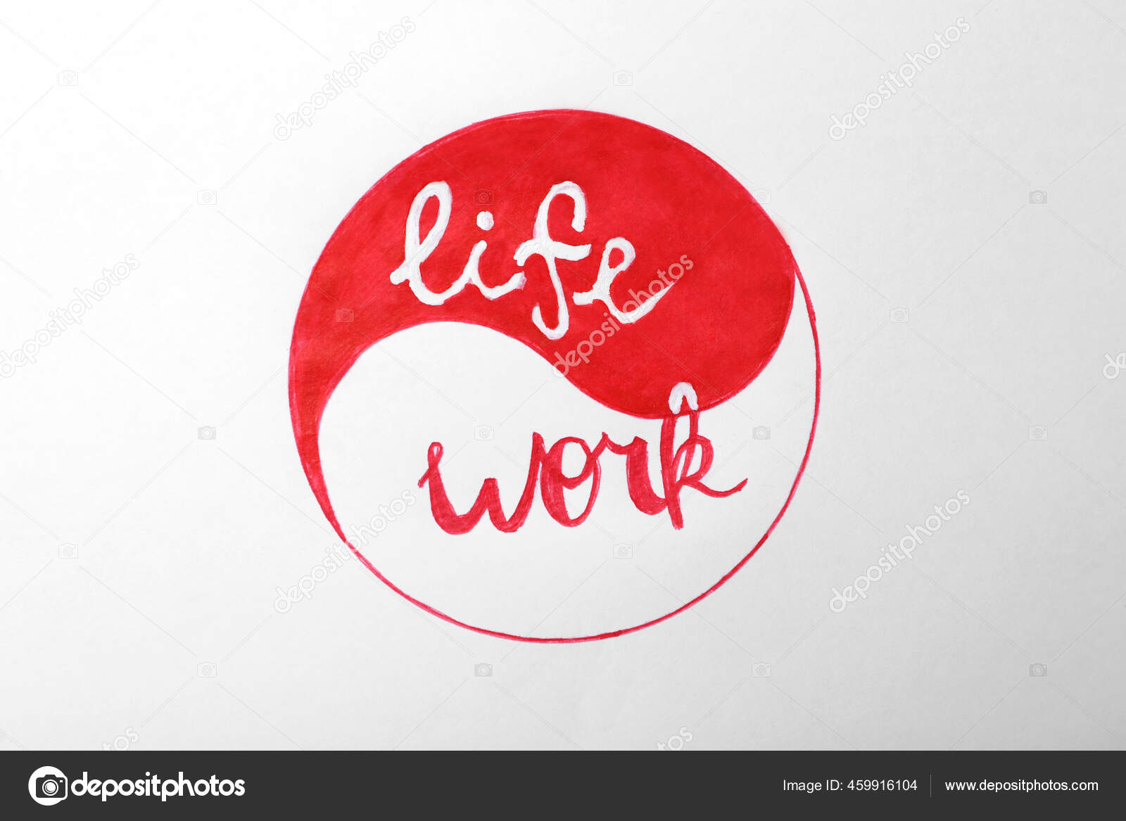 Yin Yang Sign Words Work Life White Background Balance Concept Stock ...