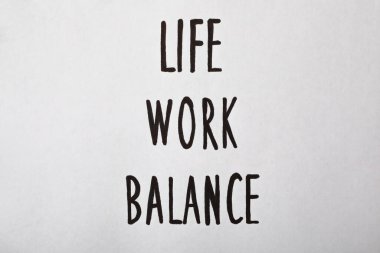 Yaşam, İş, Denge beyaz arka plan, üst görünüm