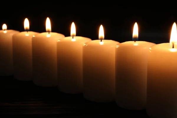 Burning Candles Dark Background Memory Day — Stock Photo, Image