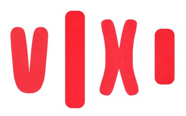 Beyaz arkaplanda kırmızı kinesio bantları ile ayarla