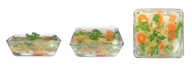 Beyaz arka planda farklı lezzetli ev yapımı asfikslerle ayarlanmış. Pankart tasarımı