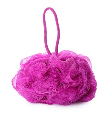 Yeni pembe duşlu puf beyazı izole etti